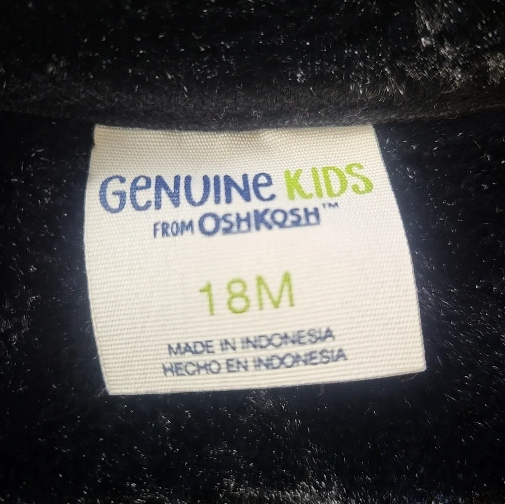 OshKosh Toddler Faux Leather Faux Fur Black Moto Style Jacket Size 18 Months